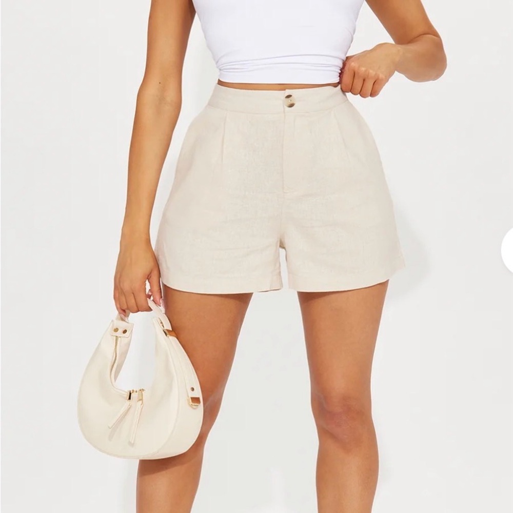 Fashion Nova Cream High-Waist Shorts